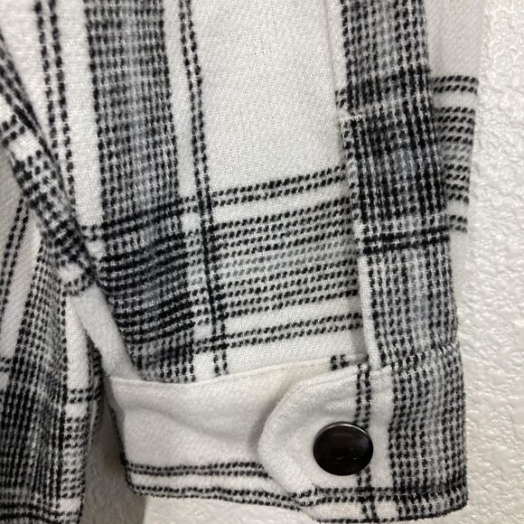 HFX Jacket Women's Medium White Black Plaid Button Up Flannel Shirt Shacket - Picture 11 of 15